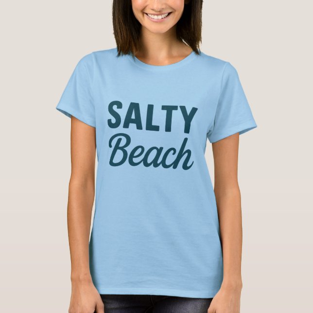 Salty Beach Life Coastal Teal Ocean Graphic Print T-Shirt (Vorderseite)