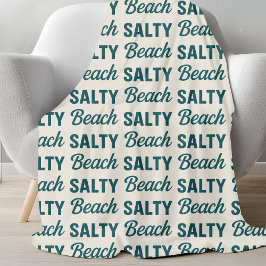 Salty Beach Sand & Teal Blue Graphic Coastal Decor Fleecedecke