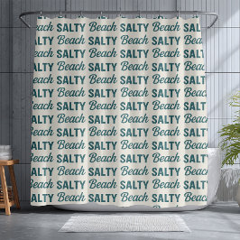 Salty Beach Sand & Teal Coastal Life Surf Graphic  Duschvorhang