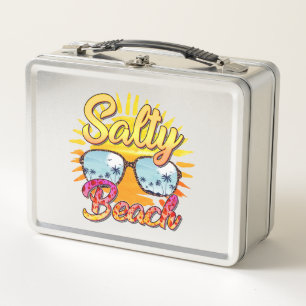 Salty Beach Tropische Sonne und Palmen Metall Brotdose