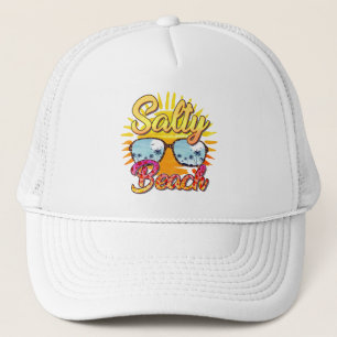 Salty Beach Tropische Sonne und Palmen Truckerkappe