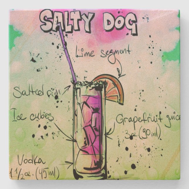 Salty Dog Drink Rezept Steinuntersetzer (Vorderseite)