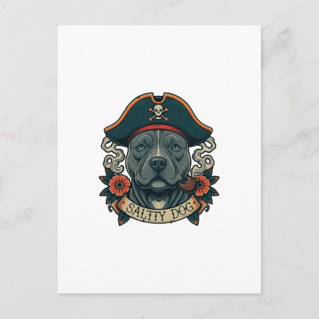 Salty Dog Pitbull Postkarte (Vorderseite)