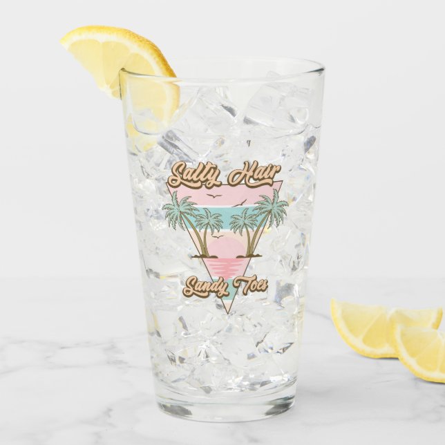Salty Hair Sandy Toes Tropical Summer Beach Life Glas (Vorderseite Ice)