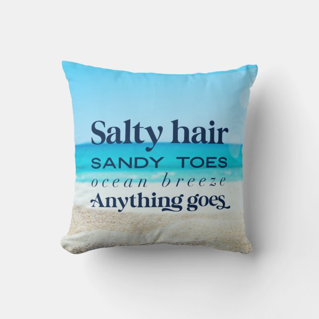 Salty Hari Sandy Toes Beach House Zitat Kissen (Vorderseite)