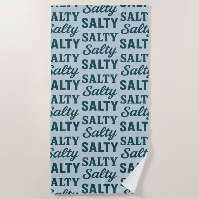 Salty Life Coastal Lover - Teal Blue Graphic Print Strandtuch (Vorderseite)
