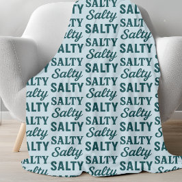 Salty Life | Coastal Teal Blue Graphic Beach Decor Fleecedecke