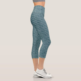 Salty Life - Coastal Teal Blue Graphic Print 3/4 Capri Leggings