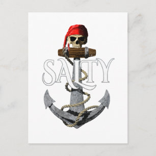 Salty Pirate Skull and Anchor Postkarte