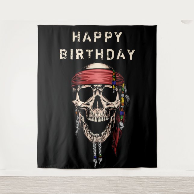 Salty Pirate Skull Hintergrund Wandteppich (Vorderseite)