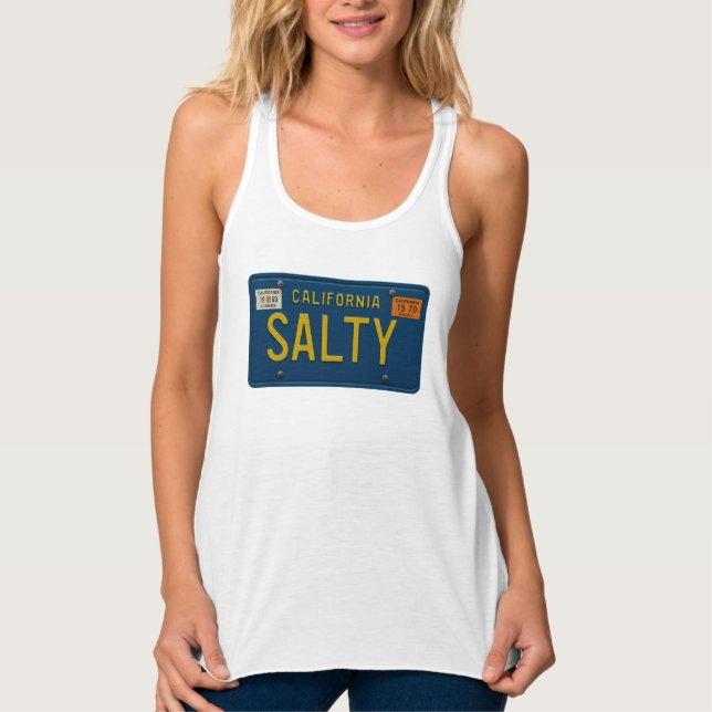 Salty -Retro 1969 California License Plate Graphic Tank Top (Vorderseite)