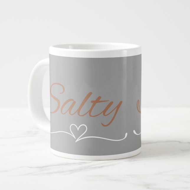 Salty Script with Heart Flourish, Birthday Gift  Jumbo-Tasse (Vorderseite Links)