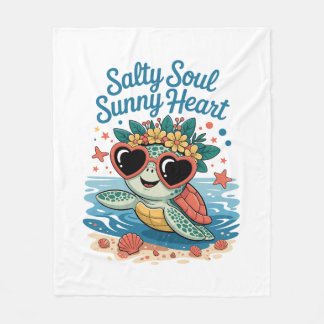 Salty Soul Sunny Heart Turtle Summer Fleecedecke