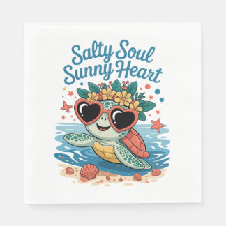 Salty Soul Sunny Heart Turtle Summer Serviette