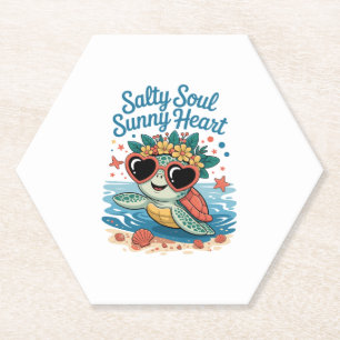 Salty Soul Sunny Heart Turtle Summer Untersetzer