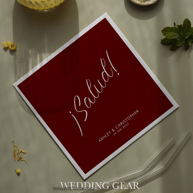 ¡Salud! Crimson Red Minimal jeden Anlass Cocktail Serviette (Von Creator hochgeladen)