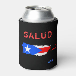 *~* SALUD Grunge Puerto Rico Flag Schwarz Dosenkühler