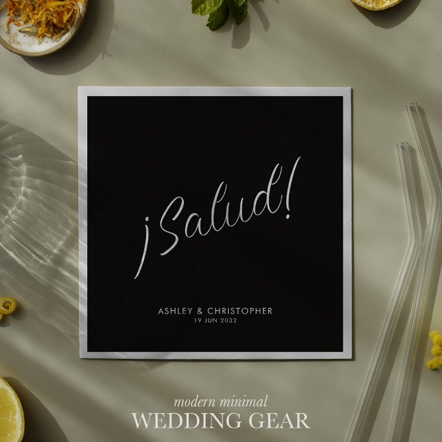 ¡Salud! Rauch Schwarz Minimal jeden Anlass Cocktai Serviette (Von Creator hochgeladen)