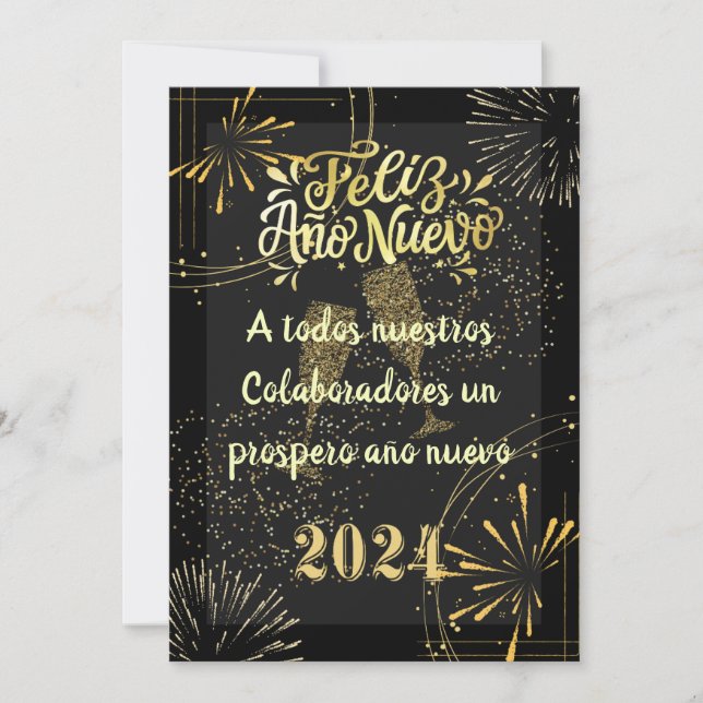 Saludo Año nuevo tonos dorados elegante Feiertagskarte (Vorderseite)
