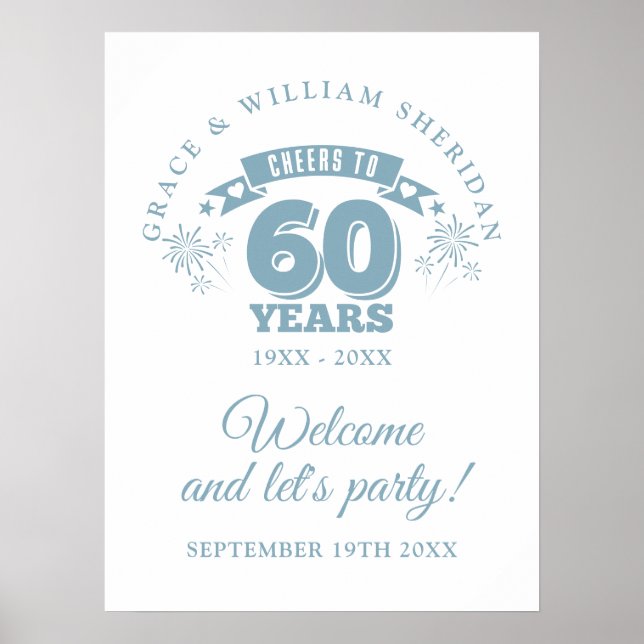 Salue À 60ème Mariage Anniversaire Affiche de bien (Devant)