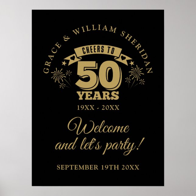Salue Au 50e anniversaire Mariage Affiche de bienv (Devant)