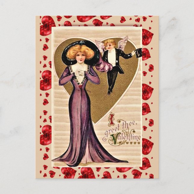 SALUER LA VALENTINE | CARTE POSTALE VALENTINE VINT (Devant)