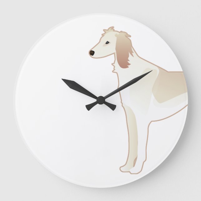 Saluki Basic Hund Rasse Illustration Silhouette Große Wanduhr (Vorderseite)