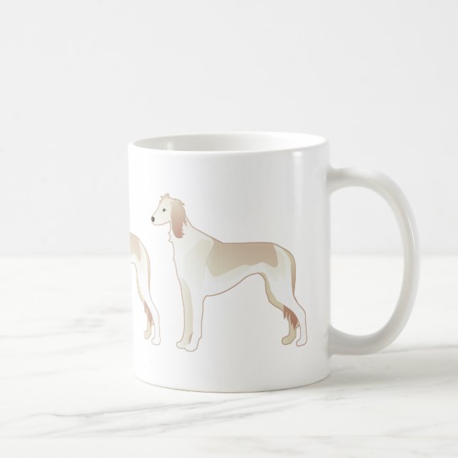 Saluki Basic Hund Rasse Illustration Silhouette Kaffeetasse (Rechts)