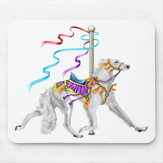Saluki Carousel White Mousepad (Vorne)