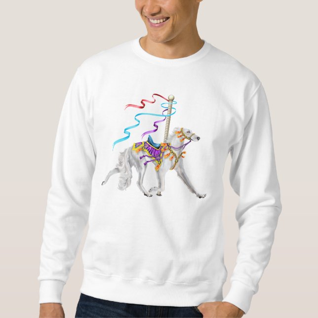 Saluki Carousel White Sweatshirt (Vorderseite)