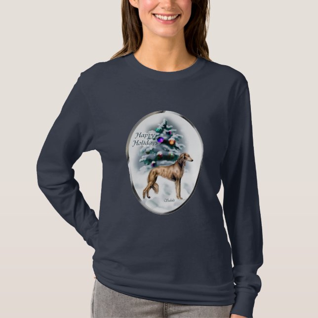 Saluki Christmas Geschenke T-Shirt (Vorderseite)
