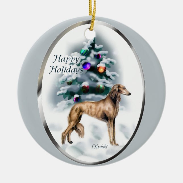 Saluki Christmas Tree Ornaments Keramik Ornament (Vorne)