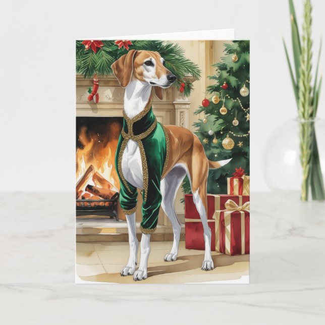Saluki Dog Christmas Grußkarte Karte (Vorderseite)