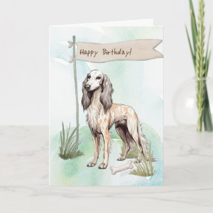 Saluki Dog Rasse Outdoor under Birthday Sign Karte