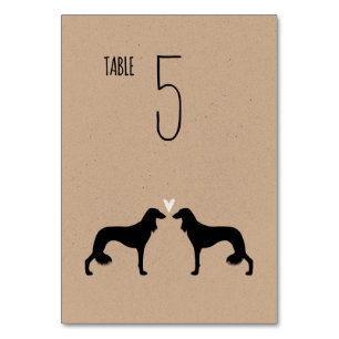 Saluki Dog Silhouetten Hochzeit Rezeption Custom Tischnummer