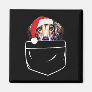 Saluki Dog Weihnachtsmannmütze Weihnachtspocket Sp Magnet