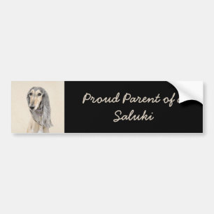Saluki (Fawn) Malerei - Niedliche Original Hunde K Autoaufkleber
