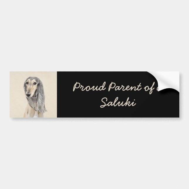 Saluki (Fawn) Malerei - Niedliche Original Hunde K Autoaufkleber (Vorne)