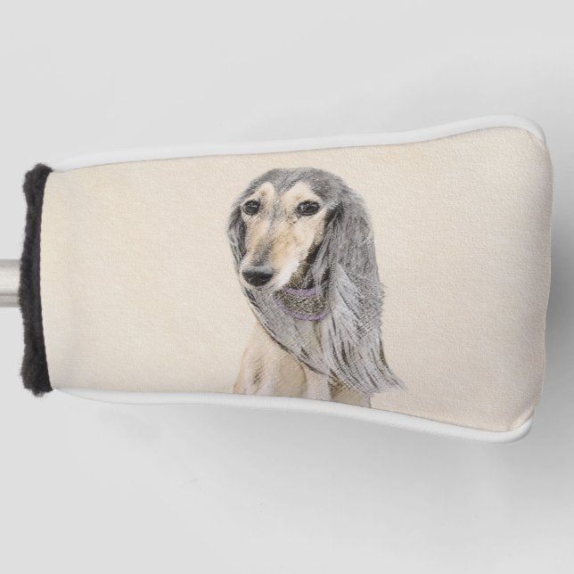 Saluki (Fawn) Malerei - Niedliche Original Hunde K Golf Headcover (Vorderseite)