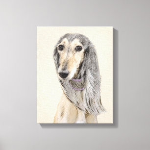 Saluki (Fawn) Malerei - Niedliche Original Hunde K Leinwanddruck