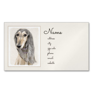 Saluki (Fawn) Malerei - Niedliche Original Hunde K Magnetische Visitenkarte