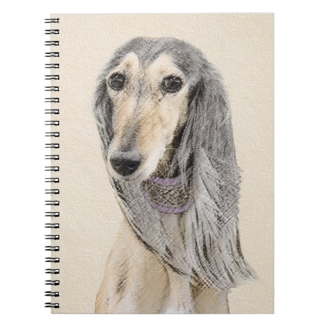 Saluki (Fawn) Malerei - Niedliche Original Hunde K Notizblock (Vorderseite)