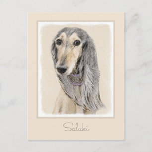 Saluki (Fawn) Malerei - Niedliche Original Hunde K Postkarte