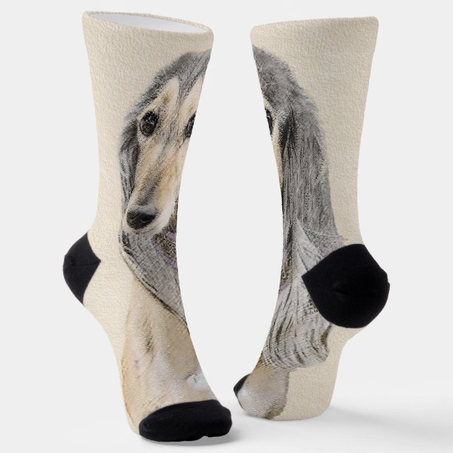 Saluki (Fawn) Malerei - Niedliche Original Hunde K Socken (Gewinkelt)