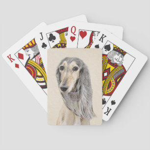 Saluki (Fawn) Malerei - Niedliche Original Hunde K Spielkarten