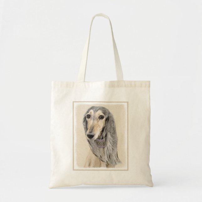 Saluki (Fawn) Malerei - Niedliche Original Hunde K Tragetasche (Vorne)