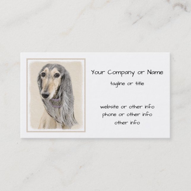 Saluki (Fawn) Malerei - Niedliche Original Hunde K Visitenkarte (Vorderseite)