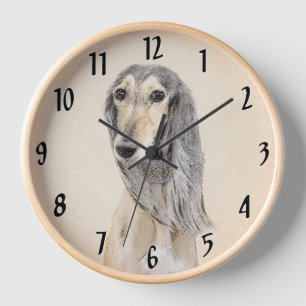 Saluki (Fawn) Malerei - Süße originelle Hundekunst Uhr