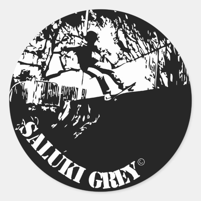 Saluki graues neues Logo Runder Aufkleber (Vorderseite)