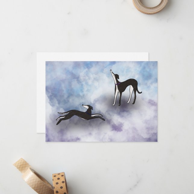 Saluki Greyhound Heaven Mitteilungskarte (Vorderseite/Rückseite Beispiel)